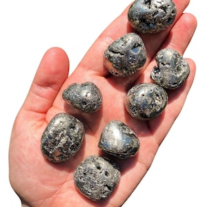 Pyrite Tumbled Stone - Tumbled Pyrite Crystal from Peru - Multiple Sizes Available - Prosperity Crystal - Fool&#39;s Gold - Polished Pyrite