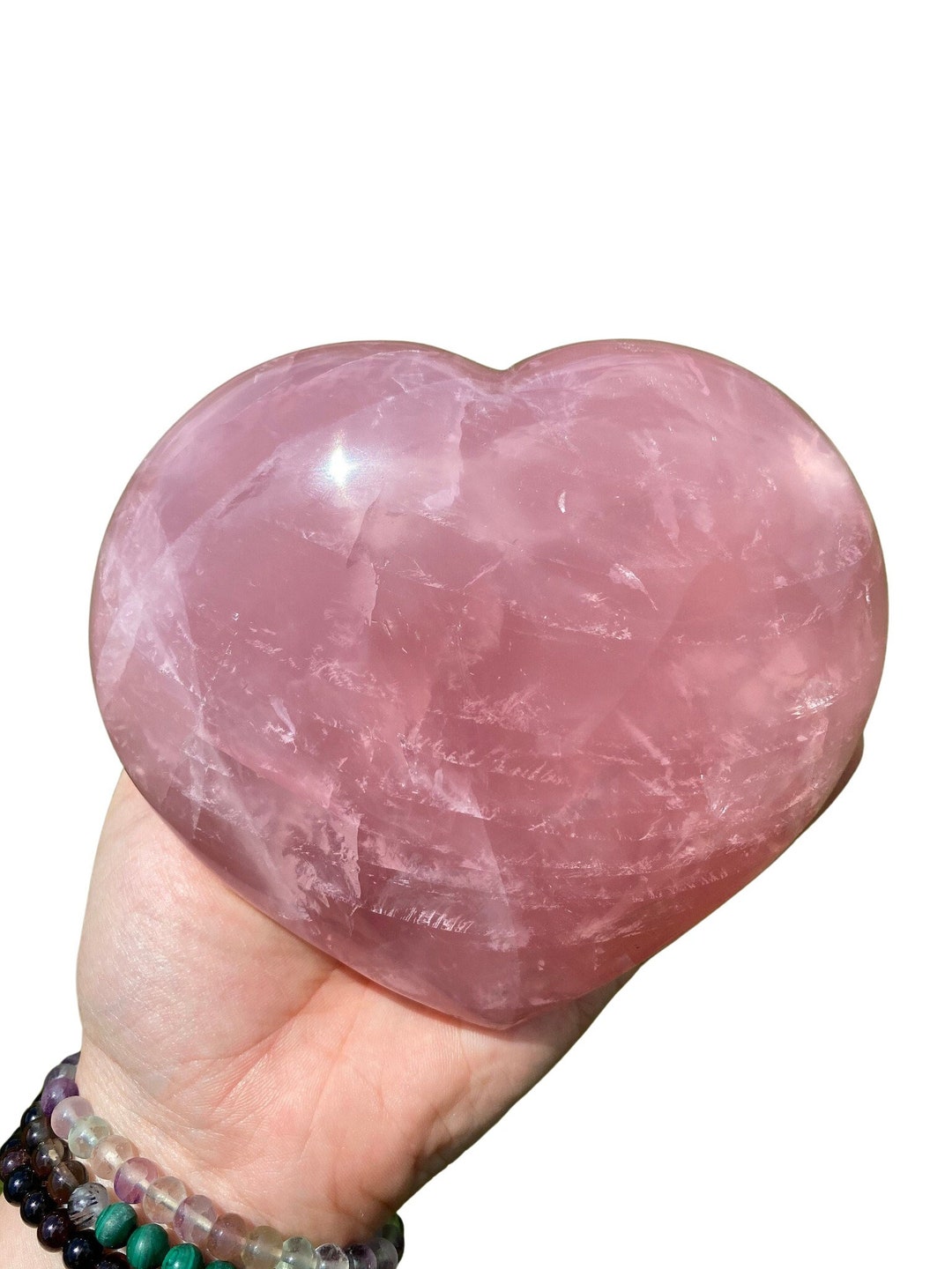 Rose Quartz Heart Crystal Large Rose Quartz Crystal Heart Etsy