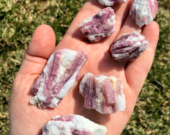 Pink Tourmaline Stone - Rough Pink Tourmaline Crystal - Raw Pink Tourmaline in Matrix Quartz - Heart Chakra Stone - Healing Crystals