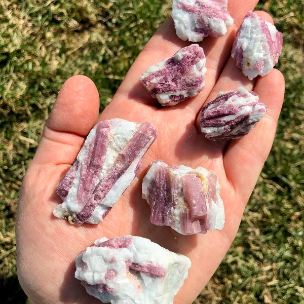 Pink Tourmaline Stone - Rough Pink Tourmaline Crystal - Raw Pink Tourmaline in Matrix Quartz - Pink Tourmaline Raw - Healing Crystals