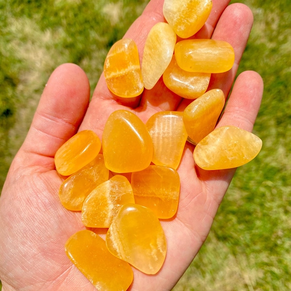 Orange Calcite Tumbled Crystal - Natural Orange Calcite Tumbled Stone - Multiple Sizes Available - Polished Orange Calcite Gemstone