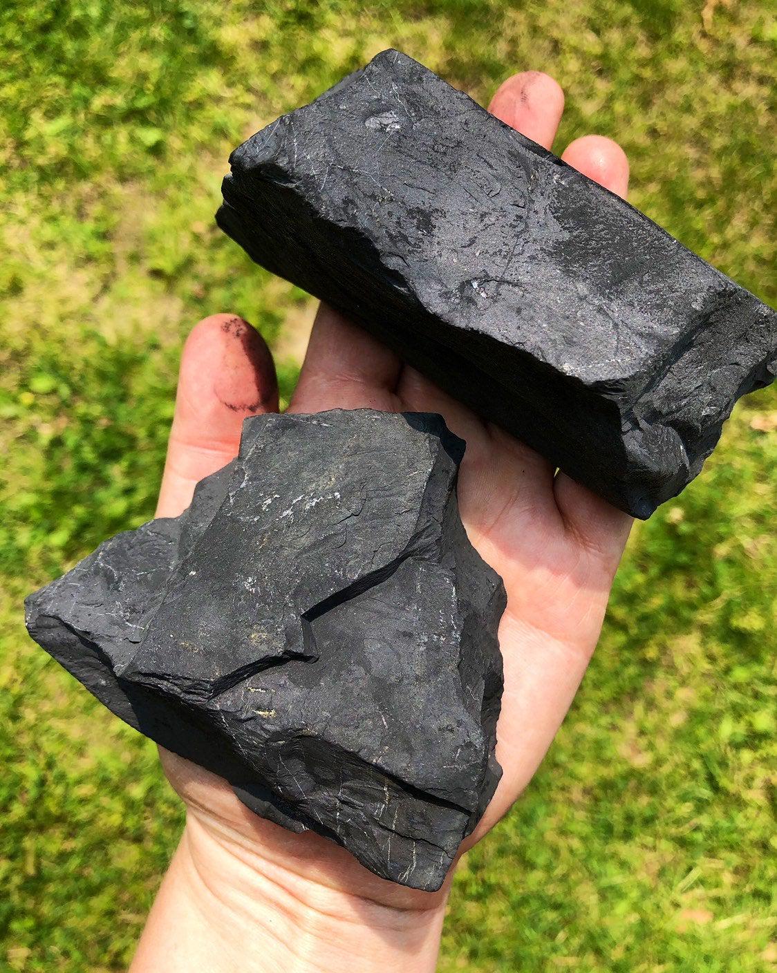 Raw Shungite Stone (.5" - 12") - Rough Shungite from Karelia, Russia - Crystals & Stones - EMF Protection Stone - Root Chakra Stone
