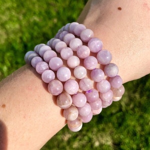 Pink Kunzite Bracelet 7-8mm - Elastic Bracelet - Crystals Bracelet - Kunzite Jewelry - Dainty Pink Gemstone - Genuine Pink Kunzite image 2