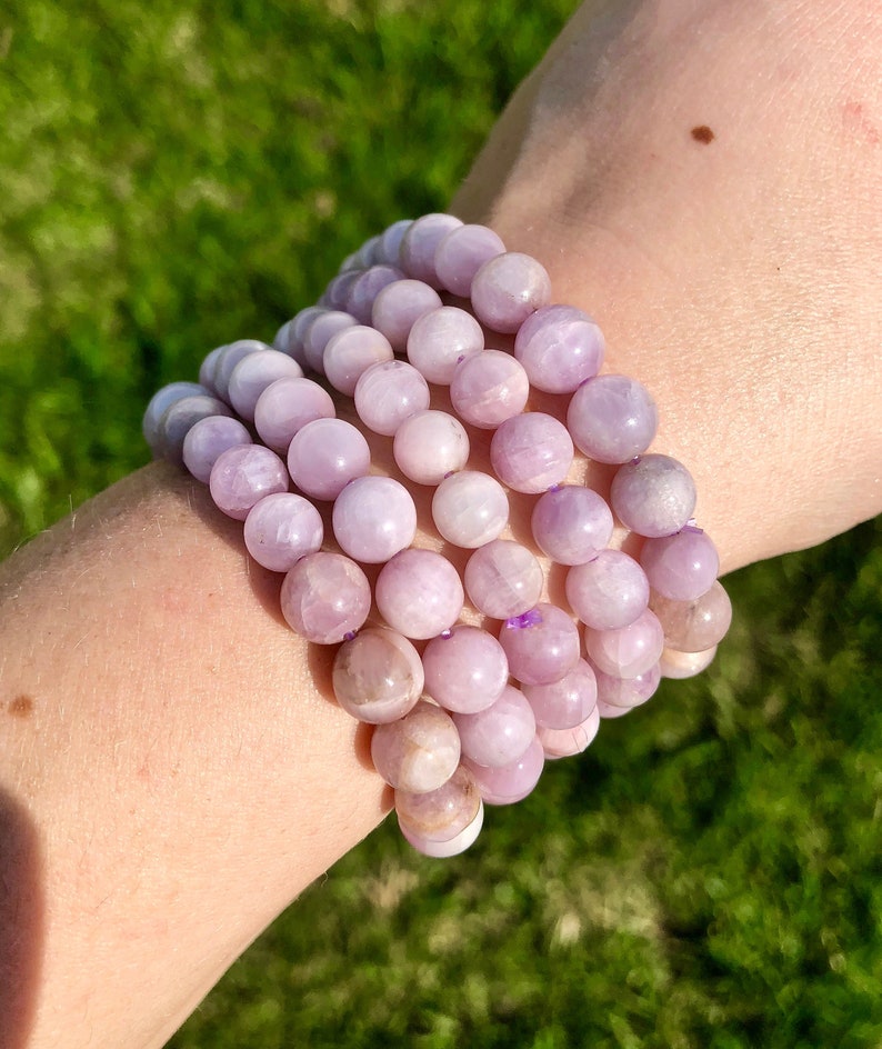 Pink Kunzite Bracelet 7-8mm - Elastic Bracelet - Crystals Bracelet - Kunzite Jewelry - Dainty Pink Gemstone - Genuine Pink Kunzite image 2