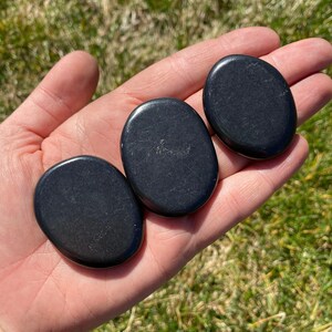 Shungite Worry Stone (1.25" - 2") Polished Shungite Crystal - Genuine Shungite Crystal Worry Stone - Shungite Palm Stone - EMF Protection image 5
