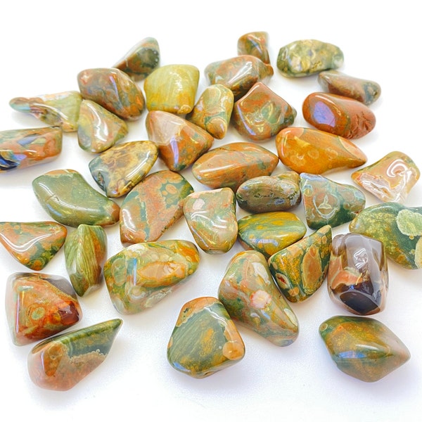 Rhyolite Tumbled Stone - Multiple Sizes - Tumbled Rainforest Jasper Crystal - Polished Rhyolite Gemstone - Rainforest Jasper - Rhyolite