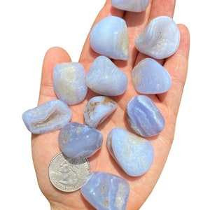 Chalcedony Tumbled Crystal Grade B Multiple Sizes Available Tumbled Blue Chalcedony Stone Polished Blue Chalcedony Gemstone image 2