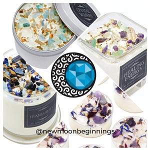 New Moon Beginnings Candles - Handmade Crystal Candles - Scented Soy Aromatherapy Candle - Created with Intention - Hand Poured in our Shop!