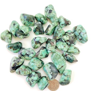 Emerald Tumbled Stone Grade AB Multiple Sizes Available Tumbled Emerald Crystal Natural Genuine Emerald Gemstone Untreated Emerald image 4