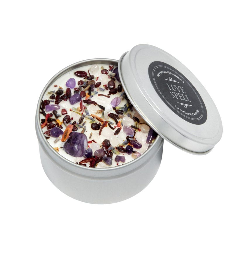 Love Spell Candles - Love Ritual Candle - Soy Crystal Candle for Love - Manifest Love - Garnet, Rose Quartz, Amethyst Candle - Handmade! image 5