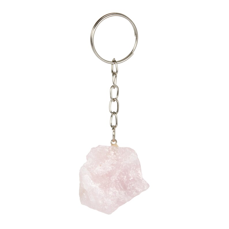 Raw Rose Quartz Crystal Keychain Rose Quartz Stone Keychain Etsy