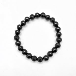 Black Onyx Bracelet - 8mm Black Onyx Beads - Onyx Jewelry - Elastic Bracelet - Crystal Bracelet - Black Gemstone - Genuine Onyx