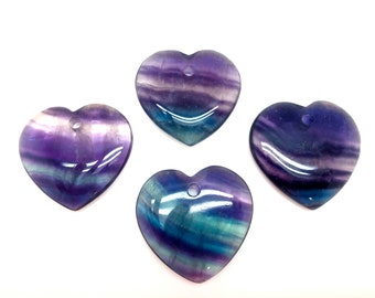 Fluorite Crystal Heart Pendant - Rainbow Fluorite Crystal - Polished Fluorite Heart - Crystal Necklace - Fluorite Heart Necklace