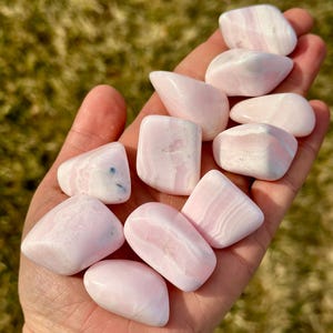 Mangano Calcite Tumbled Stone - Grade A - Multiple Sizes Available - Tumbled Pink Calcite Crystal - Fluorescent Mineral - Polished Mangano image 14