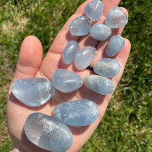 Blue Celestite Tumbled Stone - NOT polished - Multiple Sizes Available - Tumbled Blue Celestite Crystal - Blue Healing Crystal and Gemstone