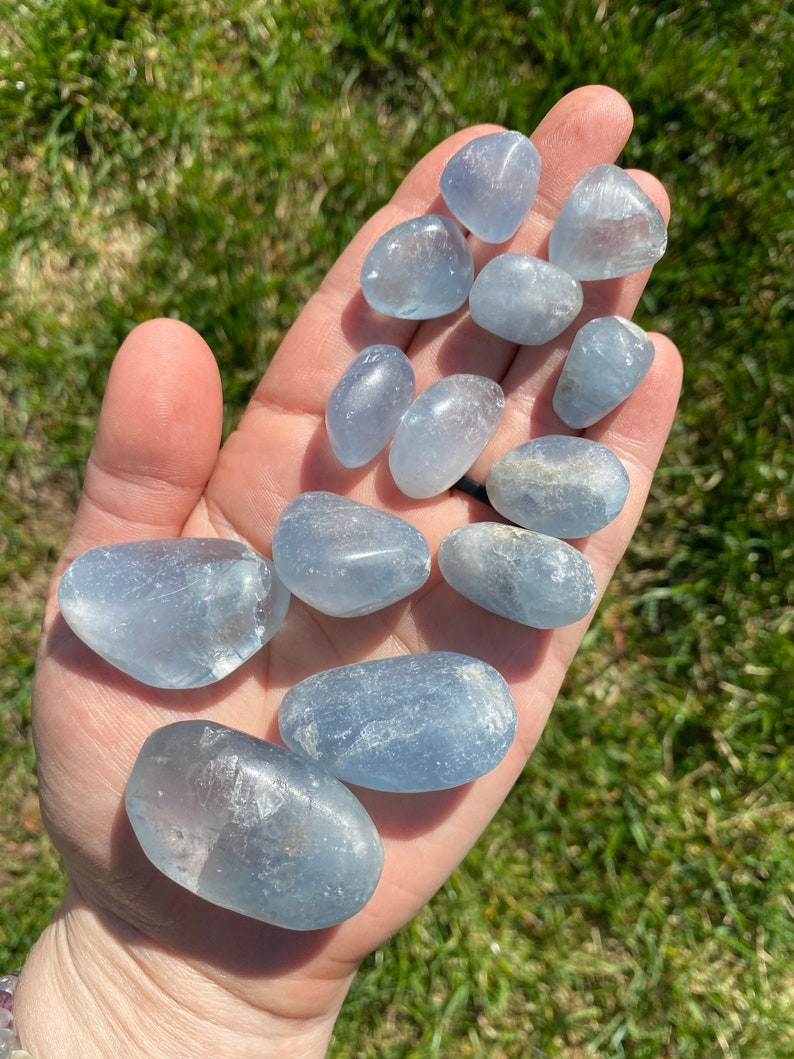 Blue Celestite Tumbled Stone NOT polished Multiple Sizes Available Tumbled Blue Celestite Crystal Blue Healing Crystal and Gemstone image 1