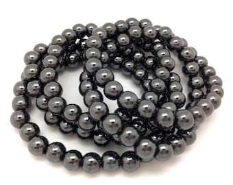 Hematite Bracelet - Crystal Bracelet - Hematite Jewelry - Elastic Bracelet - Natural Hematite - Stretch Bracelet - Genuine Crystal
