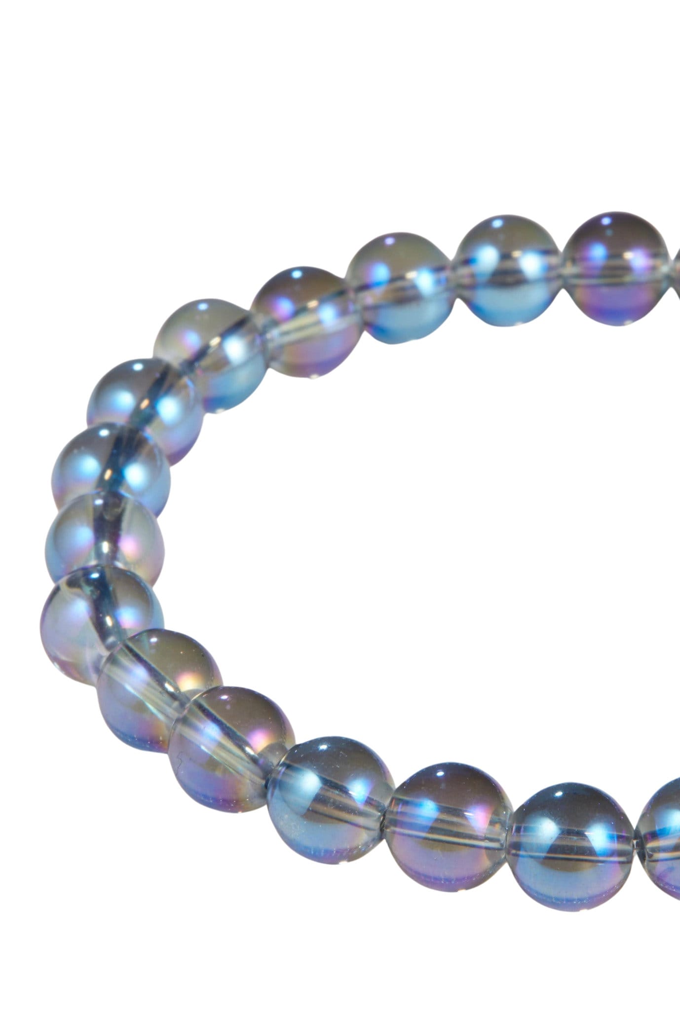 Bracelet élastique femme, création artisanale, pierre semi précieuse aqua  aura, bleu - Un grand marché