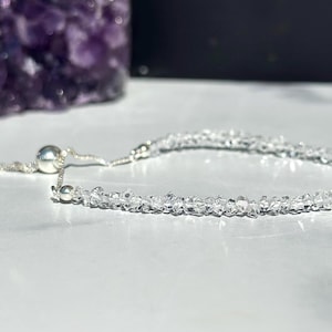 Herkimer Diamond & Sterling Silver Adjustable Bracelet - Crystal Bracelet - Genuine Herkimer Diamond - Dainty Bracelet - Herkimer Quartz