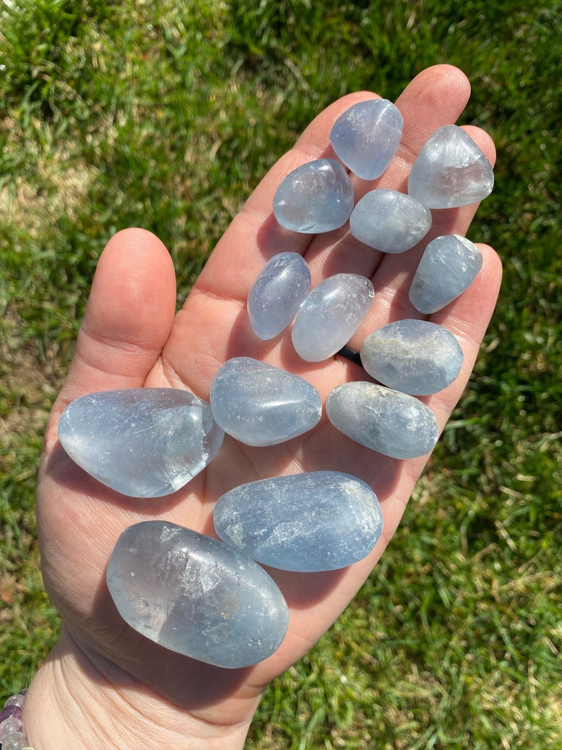 Blue Celestite Tumbled Stone NOT polished Multiple Sizes Available Tumbled Blue Celestite Crystal Blue Healing Crystal and Gemstone image 4