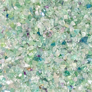 Fluorite Crystal Chips 5mm - 7mm (1lb bag) Fluorite Stone Chips - Rainbow Fluorite Chips - Crystals for Canldes - Fluorite Gemstone Chips