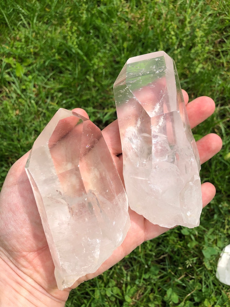 Large Lemurian Crystals - Lemurian Quartz Crystal Point - XL Lemurian Quartz Crystal with Striations - Lemurian Quartz Crystal from Brazil image 4