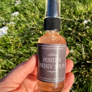 Positive Energy Spray Organic Essential Oils Positive Energy Mist Citrine, Sunstone, & Peridot Crystals Rose Gold Aromatherapy Spray image 4