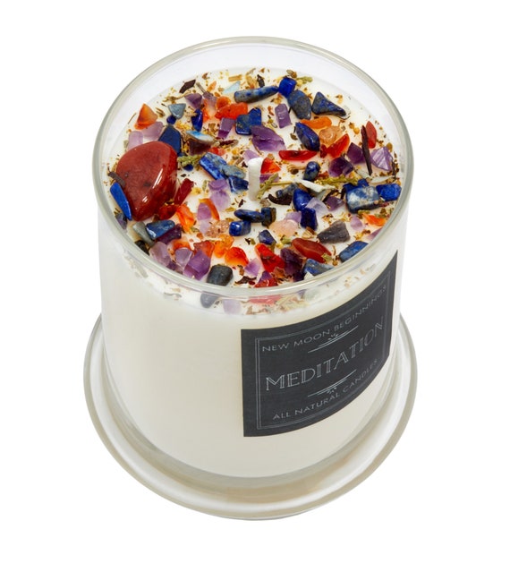 Meditation Candle - Nag Champa Candles - Soy Aromatherapy Candle for Meditation - Crystal Candle - Yoga & Meditation Gift - Nag Champa Scent
