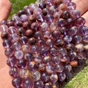 Super Seven Bead Strands - 6mm & 8mm Beads - Polished Super Seven Crystal Beads - Round Beads for Jewelry - Super Seven Gemstone Beads