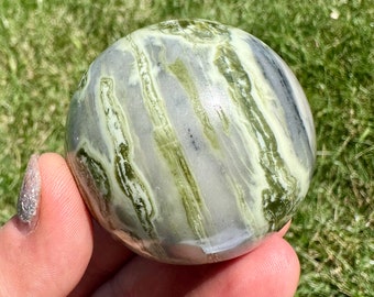 Infinite Stone Sphere - Serpentine Crystal Sphere - Infinite Crystal Ball - Green Healing Crystal Sphere - Polished Serpentine Sphere