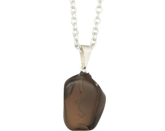 Smoky Quartz Pendant Silver - Tumbled Stone smoky quartz crystal Necklace - smoky quartz necklace - smoky quartz stone pendant