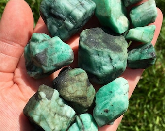 Raw Emerald Stone (0.25" - 3.5") Genuine Emerald Crystal - Natural Emerald Crystal - Untreated Emerald Stone - Natural Emerald Gemstone