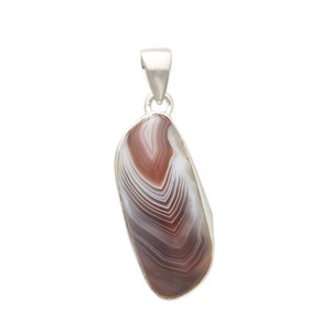 Botswana Agate Pendant Sterling Silver - Botswana Agate Stone Pendant - Botswana Agate Necklace - Botswana Agate Crystal Pendant 1083