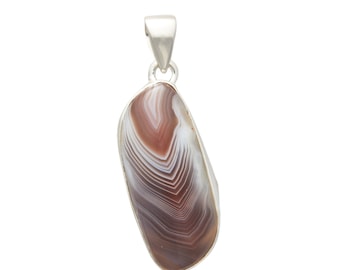 Botswana Agate Pendant Sterling Silver - Botswana Agate Stone Pendant - Botswana Agate Necklace - Botswana Agate Crystal Pendant 1083