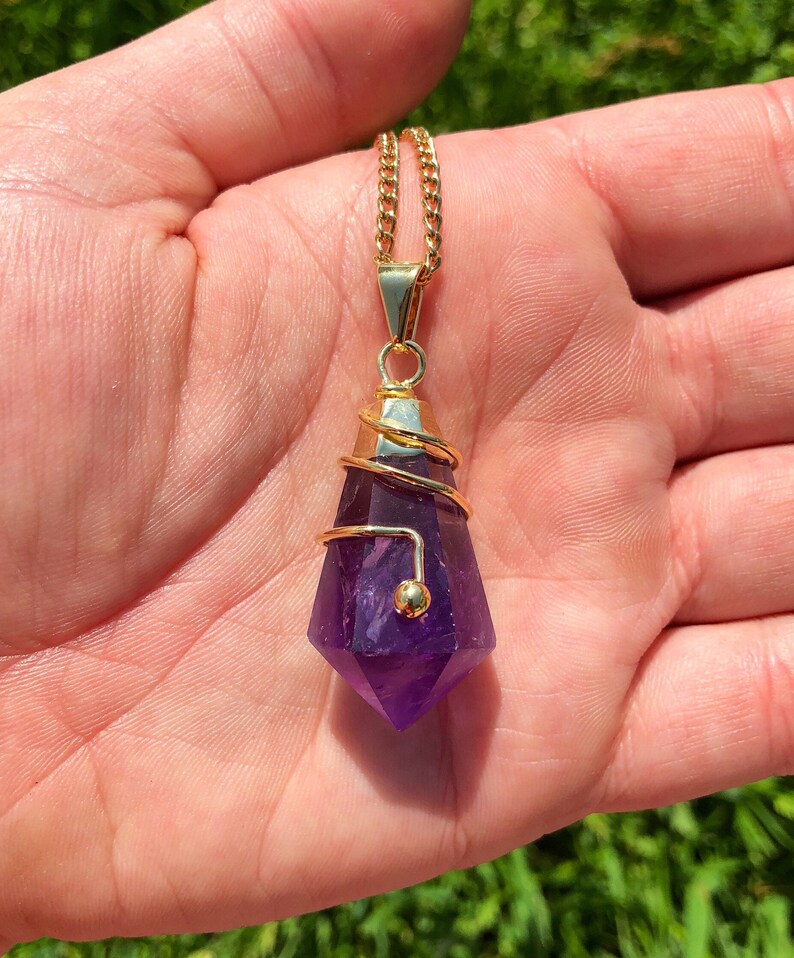 Amethyst Pendant Amethyst crystal necklace Healing Crystal Etsy