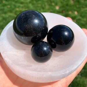 Black Obsidian Sphere - Polished Crystal Sphere - Root Chakra Stone - Obsidian Scrying Ball - Crystal - Black Obsidian Crystal Ball