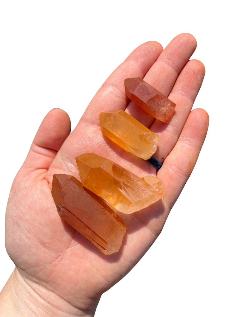 Raw Tangerine Quartz Point Crystal (0.5" - 2.5") Raw Quartz Point Crystal - Tangerine Quartz - Orange Quartz - Tangerine Quartz Stone Point image 2