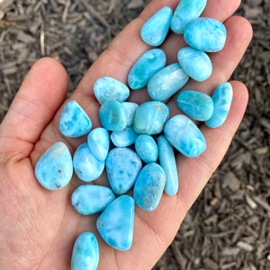 Larimar Tumbled Stone Grade AA Multiple Sizes Available Dominican Republic Tumbled Larimar Crystal Polished Blue Larimar Gemstone image 4