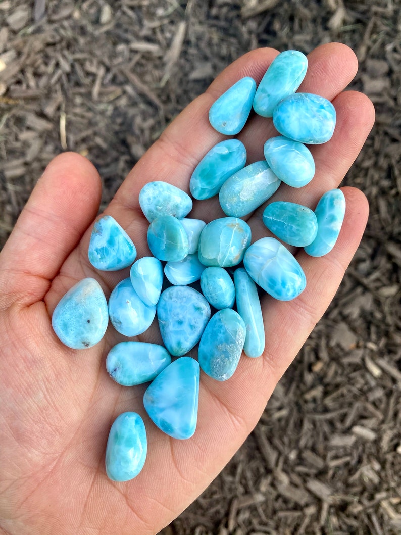 Larimar Tumbled Stone Grade AA Multiple Sizes Available Dominican Republic Tumbled Larimar Crystal Polished Blue Larimar Gemstone image 4