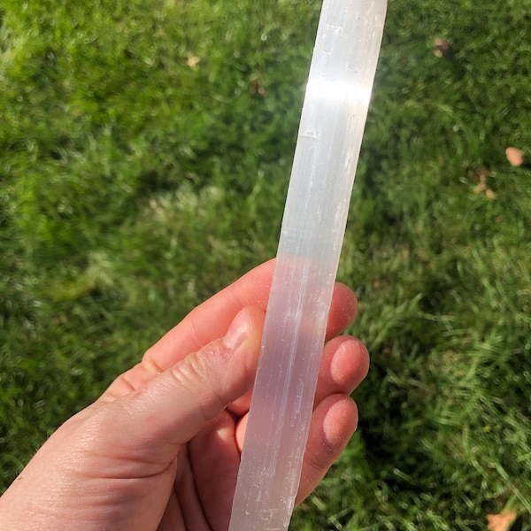 Raw Selenite Wand (5.5" to 6") - Rough Selenite Wand - Selenite Log - Selenite Stick - Energy Cleansing Wand - Raw Selenite Crystal Wand