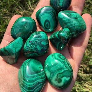 Malachite Tumbled Stone Multiple Sizes Available Tumbled Malachite Crystal Polished Green Malachite Gemstone Natural Malachite Stone image 1