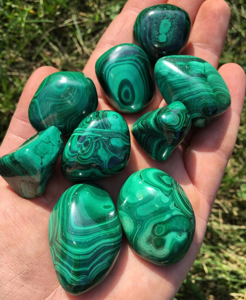 Malachite Tumbled Stone Multiple Sizes Available Tumbled Malachite Crystal Polished Green Malachite Gemstone Natural Malachite Stone image 1