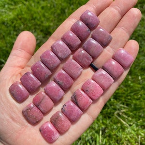 Cabujón de rodonita rectangular (1,49-1,88 cm) - Cabujón de rodonita pulida - Cabujón de cristal de rodonita pulida - Piedra rosa imagen 7