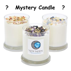 Mystery Candle - New Moon Beginnings - Mystery Crystal Candle - Imperfect Candle - Discounted Candle - Soy Handmade Candles