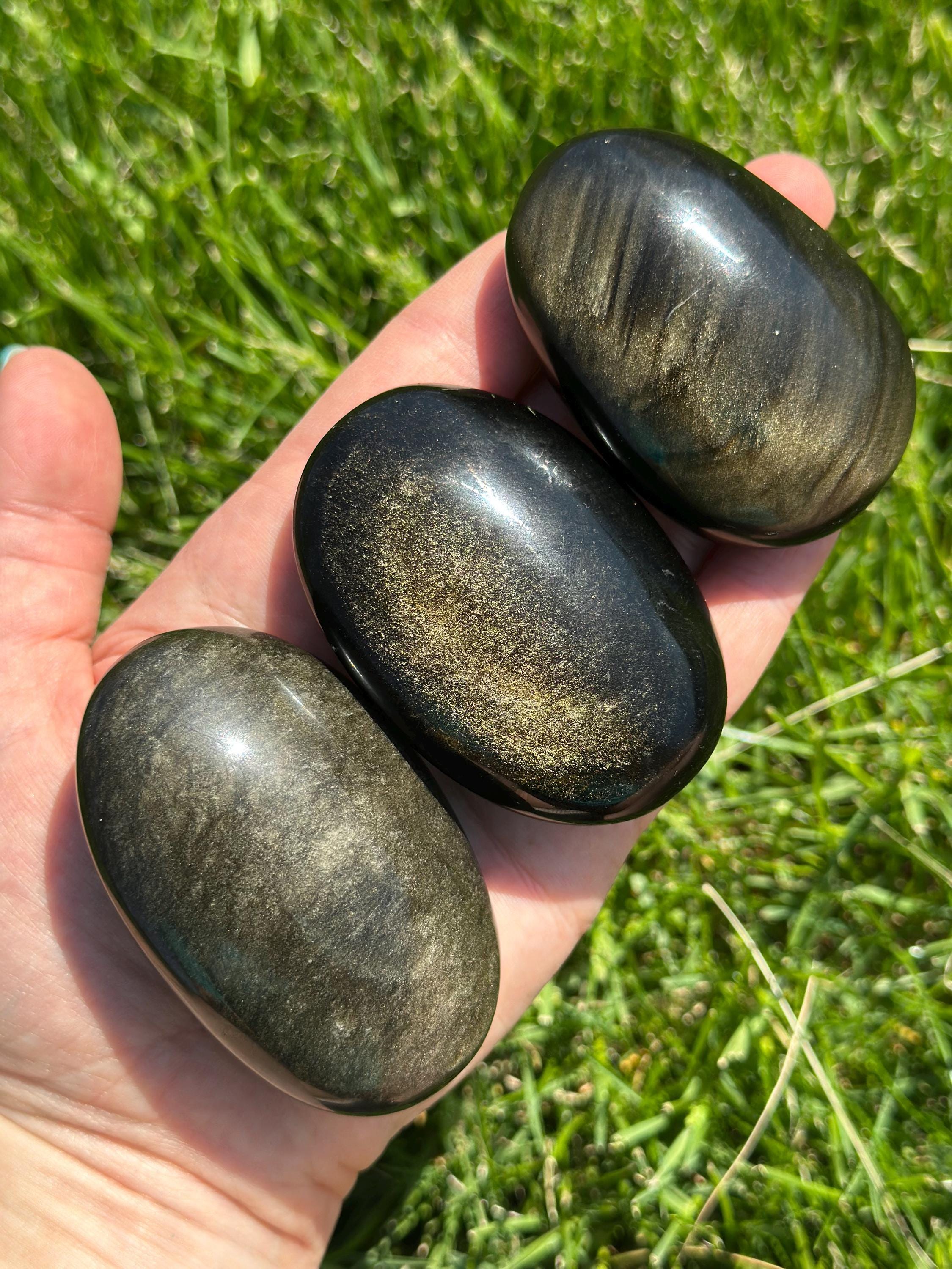 ゴールドシーンオブシディアンパームストーン - ポリッシュ