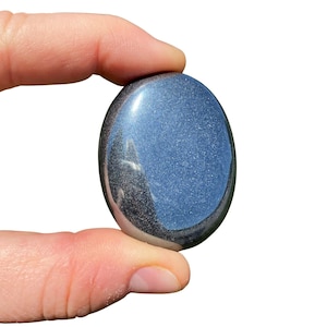 Hematite Polished Oval Palm Stone - (1.75&quot;) - Tumbled Hematite Worry Stone - Silver Hematite Tumbled Crystal - Protection & Grounding Stone