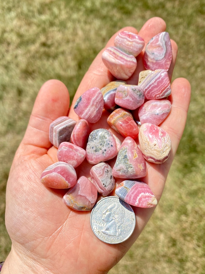 Rhodochrosite Tumbled Crystal 0.5 1.5 Grade AA Tumbled Rhodochrosite Stone Pink Rhodochrosite Gemstone Heart Healer Crystal image 2