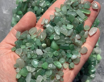 Virutas de cristal de aventurina verde de 5 mm a 9 mm (bolsa de 450 g) Virutas de piedra de aventurina verde - Cristales para velas - Virutas de gema de aventurina verde