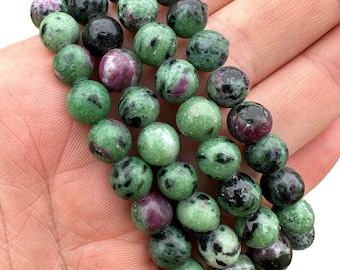 Ruby Zoisite Bracelet - Ruby in Zoisite - Anyolite - Ruby Zoisite Jewelry - Elastic Bracelet - Gemstone Stretch Bracelet - Genuine Ruby