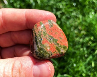 Unakite Tumbled Crystal - Multiple Sizes Available - Polished Unakite Stone - Tumbled Green Unakite Gemstone - Green and Pink Stone